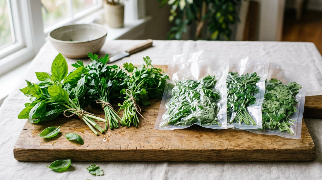 Préserver vos herbes fraîches 3 mois sous vide : basilic, persil, coriandre