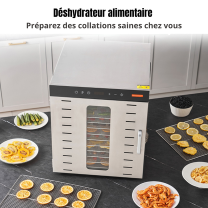 Déshydrateur alimentaire inox 304 à 10 plateaux 1000W